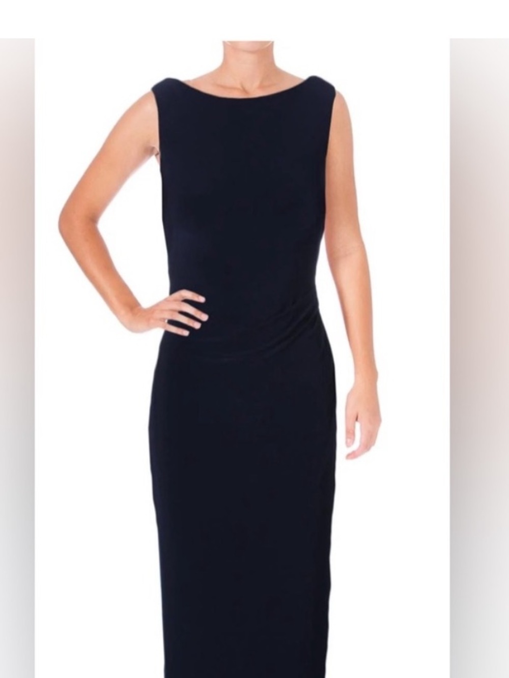 Lauren Ralph Lauren sz 6 Black Silk Blend Velvet Sleeveless Maxi Dress formal
